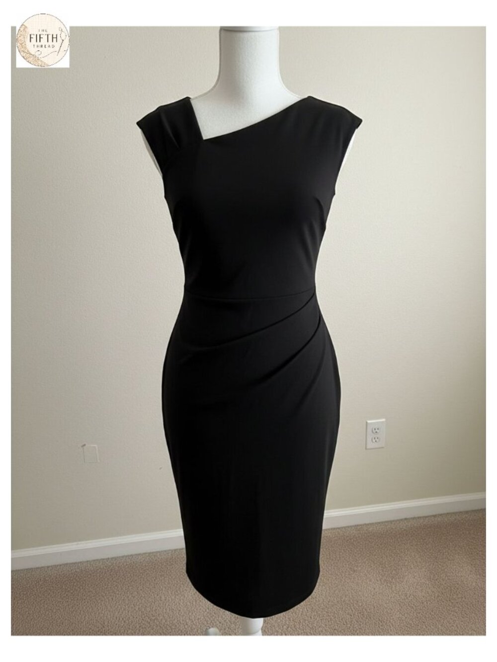 Sleeveless V-Neck Business Pencil Dress Knee-Length Slim Fit